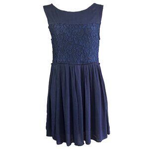 Hayden | Midnight Blue Chiffon Lace Mini Dress | M